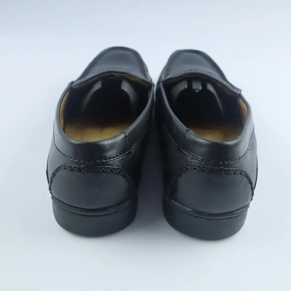 DOCKERS Men's Black Leather Catalina Slip-On Moc-Toe Loafers SZ 10M